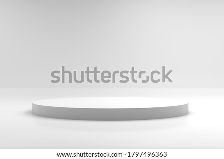 Podium in abstract white composition, 3d render, 3d illustration Royalty-Free Stock Photo #1797496363