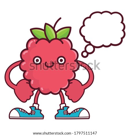 kawaii smiling raspberry fruit with sneakers cartoon isolated on white background