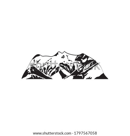 cold mountain with snow over white background, silhouette style, vector illustration