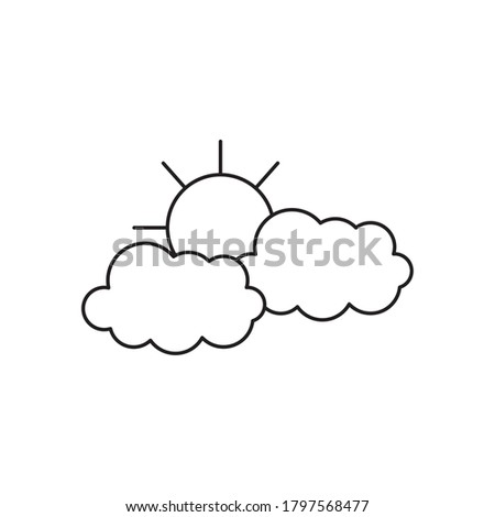 weather concept, sun and clouds icon over white background, line style, vector illustration