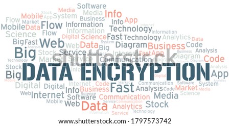 Data Encryption vector word cloud, made with text only.