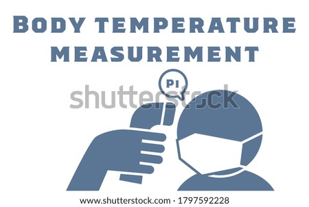 Illustration of measuring heat with forehead using infrared thermometer