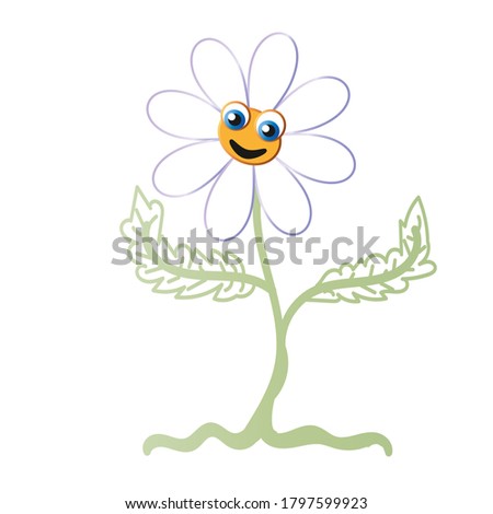 Happy flowers 1 vector, different emotions, daisies on a colored background