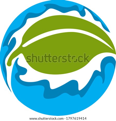 Vector Design of a Leaf Logo in Green and Blue with Circle Theme