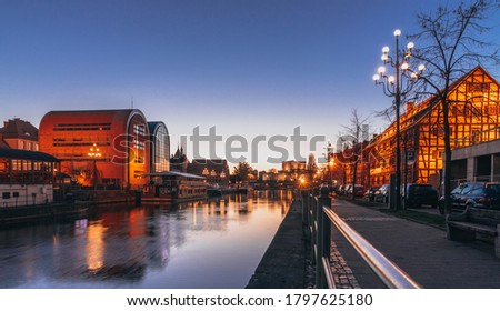 Evening cityscape of Bydgoszcz, Poland