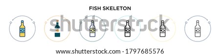 Fish skeleton icon in filled, thin line, outline and stroke style. Vector illustration of two colored and black fish skeleton vector icons designs can be used for mobile, ui, web