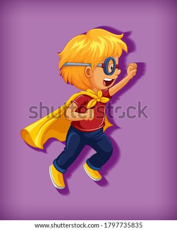 Boy wearing superhero with stranglehold in standing position cartoon character portrait isolated illustration
