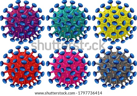 Set of coronavirus structure illustration