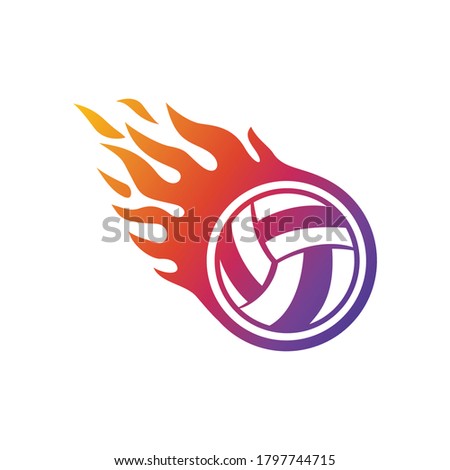 volleyball Fire Logo Template Design Vector, Illustration