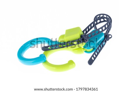 plastic hooks isolated on white background.