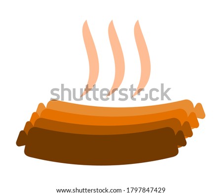 Hot sausages on white background, sign for design, vector illustration