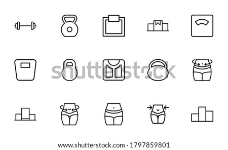 Set of sport related vector line icons. Premium linear symbols pack. Vector illustration isolated on a white background. Web symbols for web sites and mobile app. Trendy design.