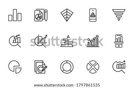 Set of premium diagram icons in line style. High quality outline symbol collection of graph. Modern linear pictogram pack of chart. Stroke vector illustration on a white background.