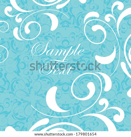 Vintage vector background, blue with white decor
