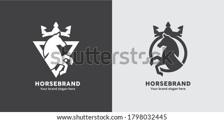 Horse Crest logo in triangle and circle shape with crown