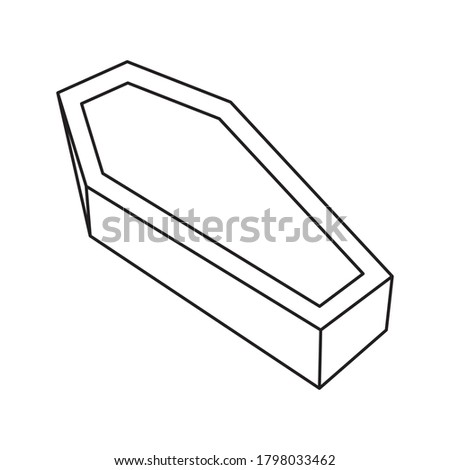 Coffin Insurance concept Funeral subject Lid coffin icon outline on white background
