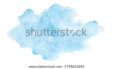 Abstract modern design with blue clouds watercolor stain hand-painted on white background. Artistic vector used as decorative design card, banner, poster, cover, brochure, Wall art.