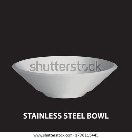 stainless steel bowl 3D vintage vector clip art. is the graphic arts,refers to pre-made images used to illustrate any medium. 