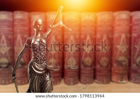 Law and justice concept. Femida statue with libra