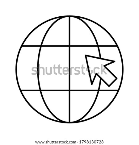 sphere world planet with arrow mouse line style icon vector illustration design