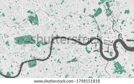 Highly detailed map of London, UK Royalty-Free Stock Photo #1798151818