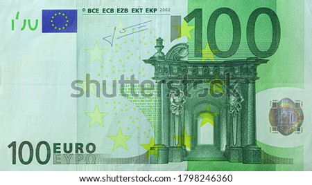 Isolated image of One hundred Euro bill in front side Royalty-Free Stock Photo #1798246360