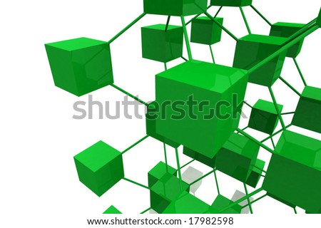 3D Render Cubes With Connections