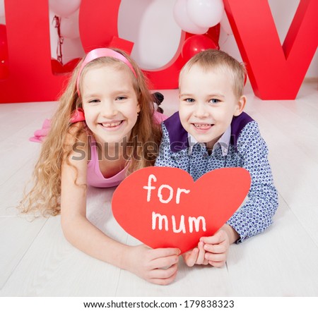 Children's  love. Decoration for celebration. Valentine's, mother's day or weddings