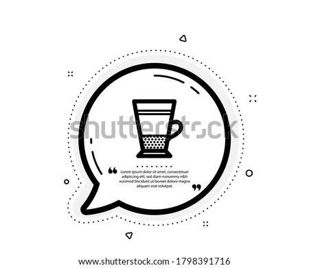 Double Latte coffee icon. Quote speech bubble. Hot drink sign. Beverage symbol. Quotation marks. Classic double Latte icon. Vector