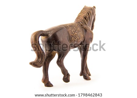 Indian horse sculpture, made of metal.