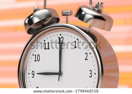 Classic alarm clock, concept of time, 3d rendering. 