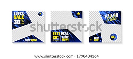 Set of modern promotion square web banner for social media mobile apps isolated on white background. Vector