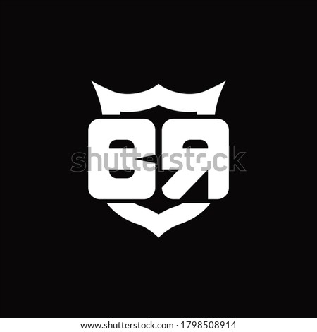 BR Logo monogram with shield around crown shape design template
