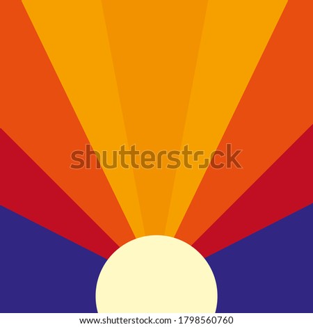 Colorful background with landscape, abstract sun. Abstract colored background with hand-drawn elements or curves. Creative vector illustration - poster design. Desert.