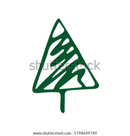 Christmas trees. Hand-draw doodles in green color. Vector illustration