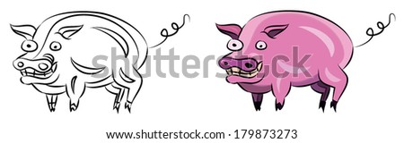 Cartoon pig, vector illustration