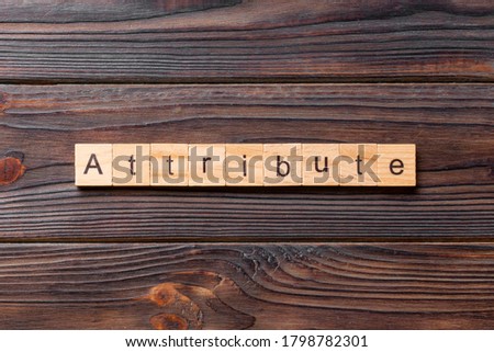 ATTRIBUTE word written on wood block. ATTRIBUTE text on cement table for your desing, concept. Royalty-Free Stock Photo #1798782301