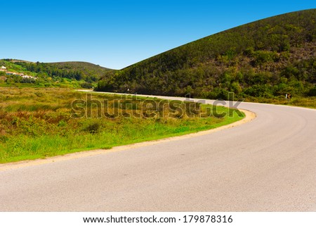 Asphalt Road between Hills in Portugal