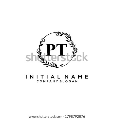 PT Beauty vector initial logo, handwriting logo of initial signature, wedding, fashion, jewerly, boutique, floral and botanical with creative template for any company or business.