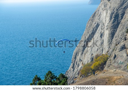 Landscape photography, Rocks, mighty mountains overhanging the sea, Crimean peninsula Black Sea
