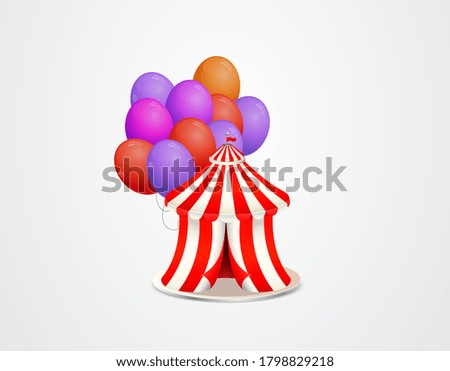 Cute tent with colorful balloons. Vector illustration