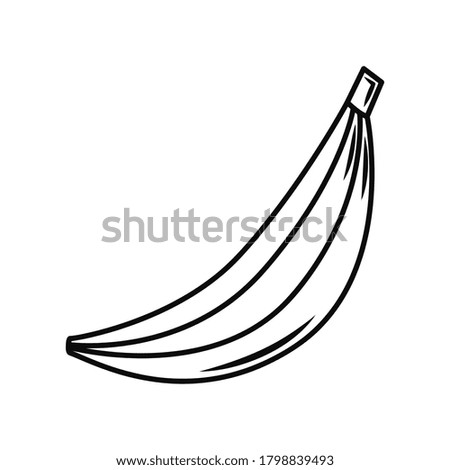 Vector line art banana icon. Isolated fruit silhouette in cartoon style. Fruit pictogram for coloring