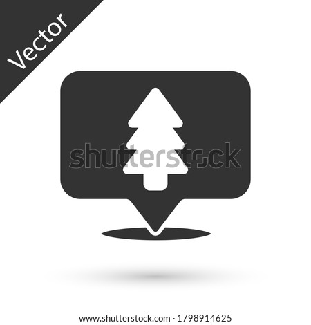 Grey Location of the forest on a map icon isolated on white background. Vector Illustration
