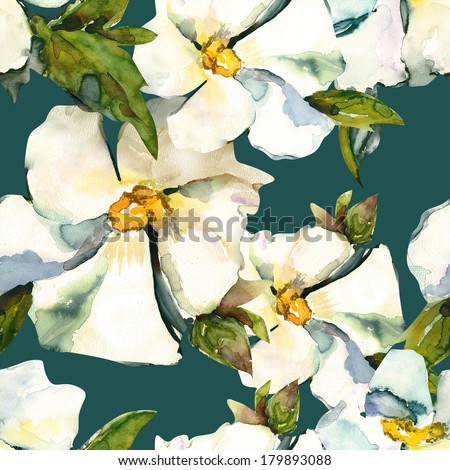 White flowers seamless pattern