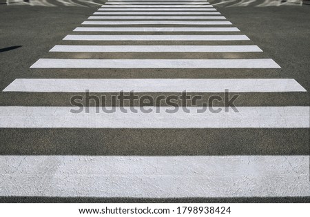 Pedestrian crossing, white stripes of paint on the asphalt.