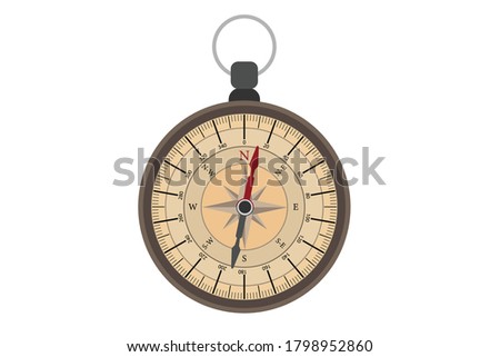 Compass isolated on white background. Vector flat design illustration.