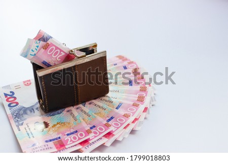two hundred hryvnias and a wallet, business concept