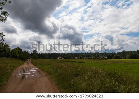 Country road before a thunderstorm