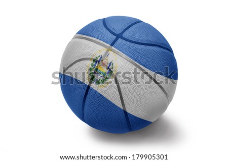 Basketball ball with the national flag of El Salvador on a white background