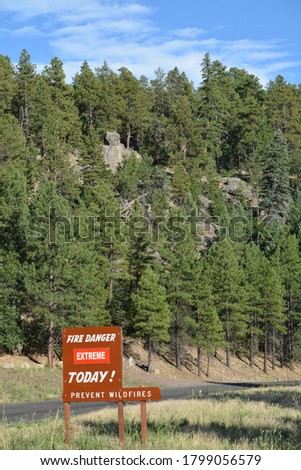Prevent wildfires, fire danger sign in Kaibab National Forest, Arizona
